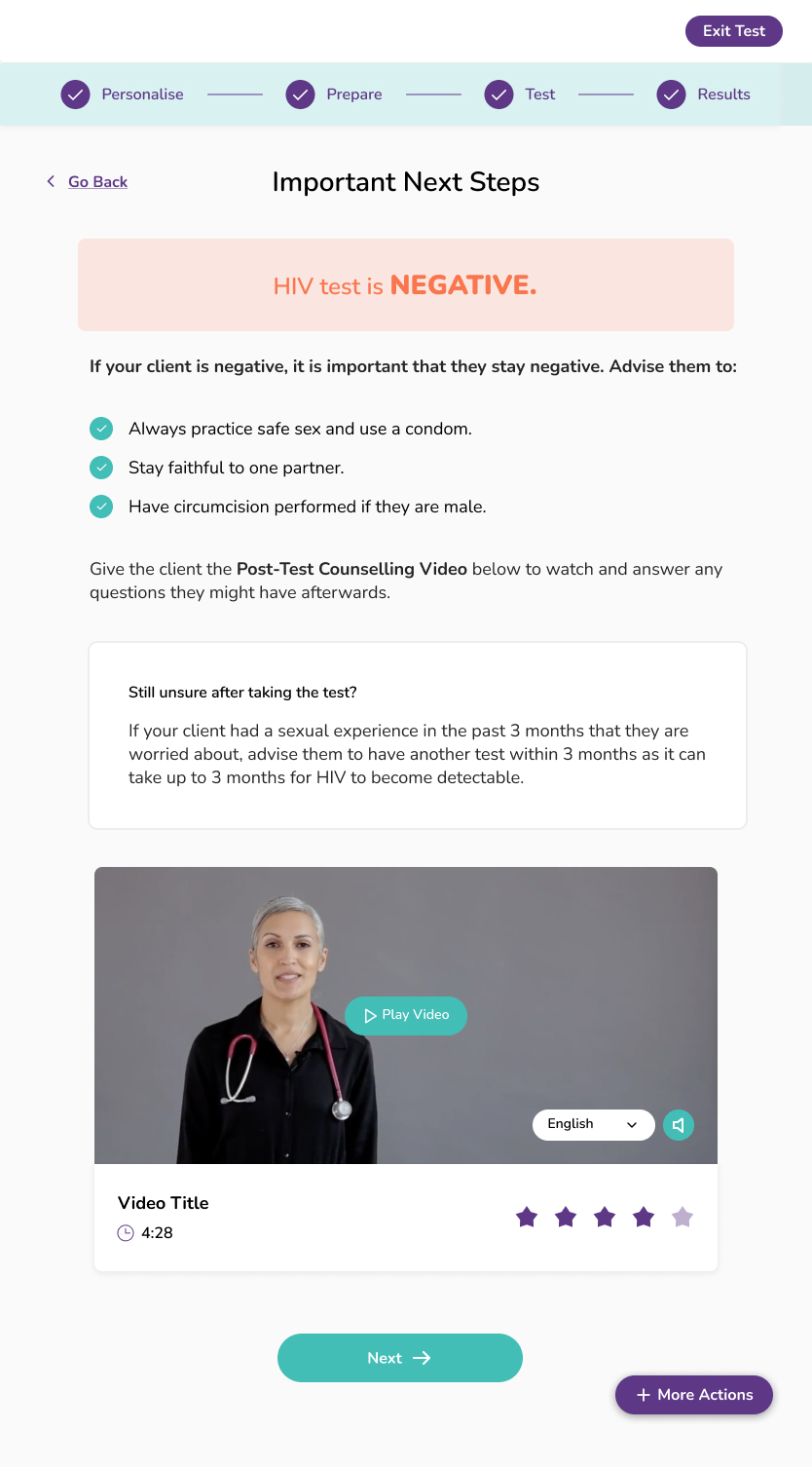 Aviro Health Negative HIV Result